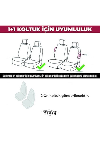 Efes Konfor Serisi Baklava Desenli Kumaş Deri Detay Koltuk Kılıfı Takımı Pilot 1+1 Ön Iki indirimleri