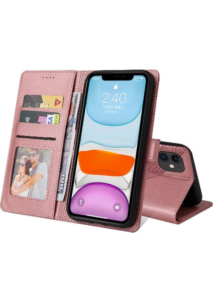 Iphone 11 Için Flip Case Üç Kart Yuvaları Kickstand Premium Deri (Yurt Dışından)