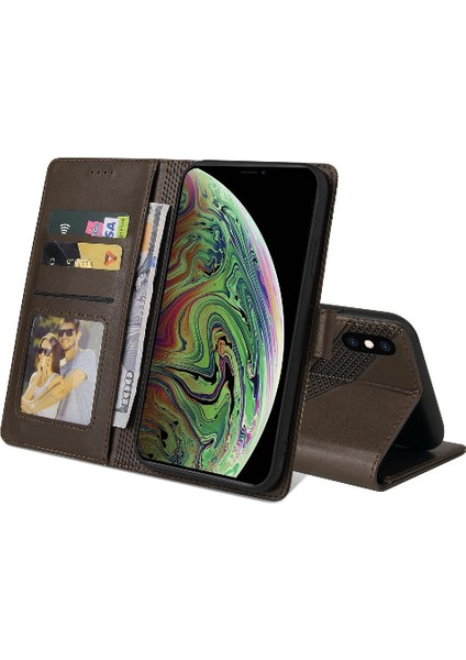 Iphone Xs Max Üç Kart Yuvaları Kickstand Premium Deri Için Flip Case (Yurt Dışından)