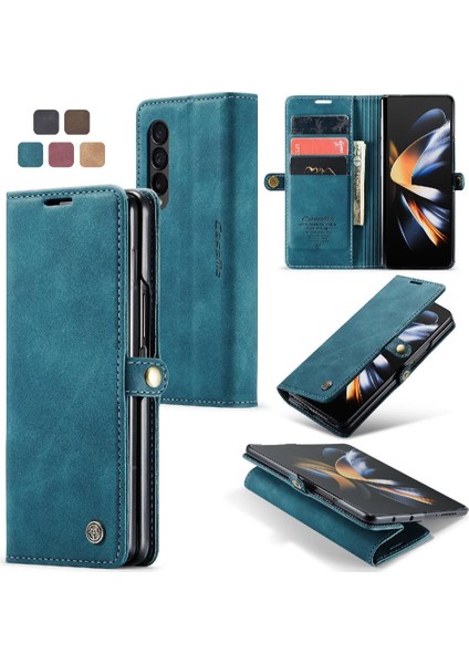 Samsung Galaxy Z Için Flip Case Fold 4 5g Vintage Pu Deri Cüzdan Kılıf (Yurt Dışından)