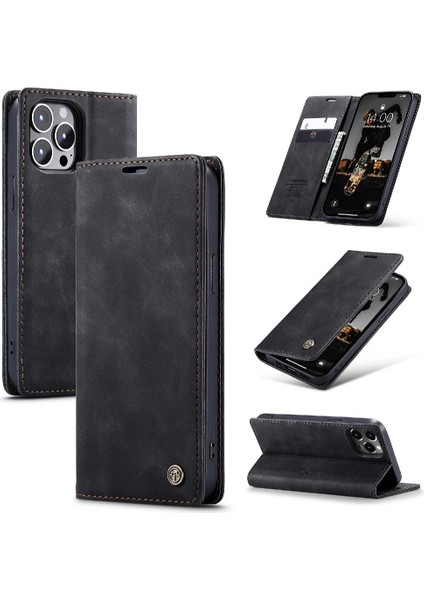 Iphone 13 Için Flip Case Pro Max Durumda Kart Yuvası Kickstand Manyetik Kapatma (Yurt Dışından)