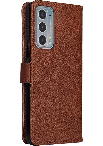 Mays Boutique Motorola Kenar 20 Klasik Düz Renk Için Flip Case Kart Yuvası ile Yüksek (Yurt Dışından)