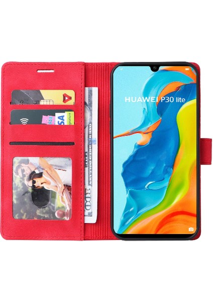 Huawei P30 Lite Için Flip Case Cüzdan Kılıf Darbeye Basit Flip (Yurt Dışından)