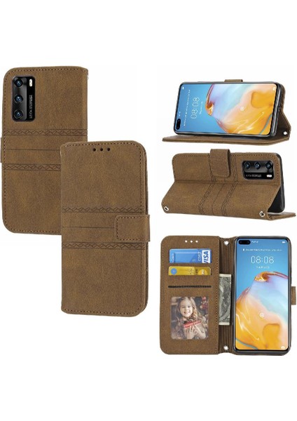 Huawei P40 Pu Deri Manyetik Kapatma Cüzdan Kılıf Için Flip Case (Yurt Dışından)