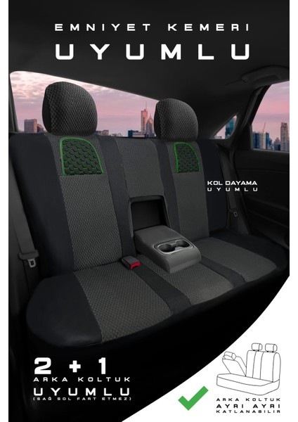 Kia Soul Suv 2016-2019 Aracınıza Uyumlu Koltuk Kılıfı Arı Binek Siyah Yeşil modelleri