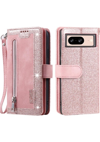 Google Piksel 8 Cüzdan 9 Kart Yuvaları Için Flip Case Kickstand Kordon Pu (Yurt Dışından)