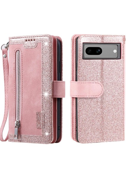 Google Piksel 8A Kordon Cüzdan Kickstand Pu Deri 9 Kart Için Flip Case (Yurt Dışından)