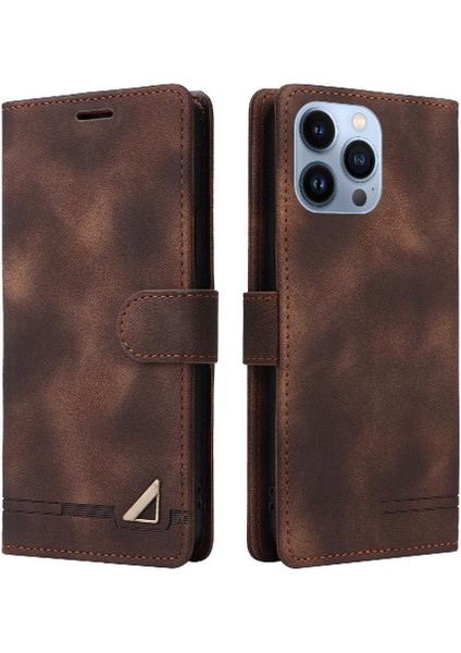 Iphone 15 Pro Deri Kılıf Için Flip Case Basit Iş Cüzdan Flip (Yurt Dışından)