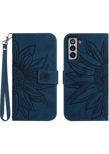 Samsung Galaxy S21 Artı Kısa Kayış Kabartmalı Ayçiçeği Flip Telefon (Yurt Dışından)