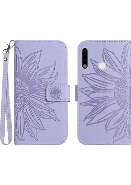 Kart Yuvaları Tutucu Kabartmalı Ayçiçeği Pu ile Samsung Galaxy A70E Için Kılıf (Yurt Dışından)