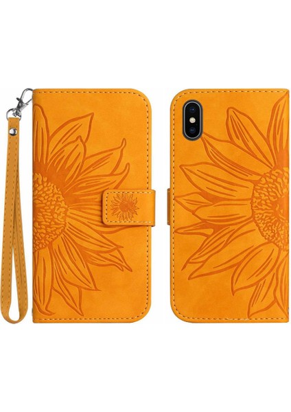 Iphone Xs Max Kabartmalı Ayçiçeği Lüks Pu Deri Kart Çevirme ile (Yurt Dışından)