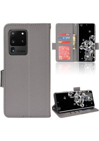 Samsung Galaxy S20 Ultra Yan Toka Cüzdan Manyetik Kart Yuvaları Için Kılıf (Yurt Dışından)