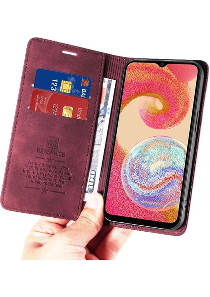 Samsung Galaxy A04E 4g Için Kılıf Folio Cüzdan Pu Deri Manyetik Koruyucu (Yurt Dışından)