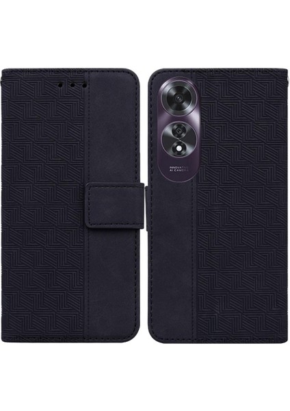 Oppo A60 4g Geometrik Kabartmalı Premium Pu Deri Kickstand Için Flip Case (Yurt Dışından)