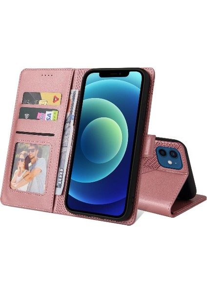 Iphone 12 Için Flip Case Pro Kickstand Üç Kart Yuvaları Premium Deri (Yurt Dışından)