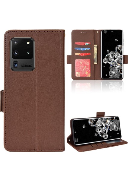 Samsung Galaxy S20 Ultra Yan Toka Cüzdan Manyetik Kart Yuvaları Için Kılıf (Yurt Dışından)