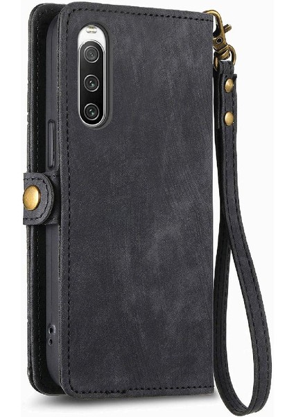 Mays Boutique Sony Xperia 10 Iv Için Flip Case Darbeye Deri Kılıf Basit Iş (Yurt Dışından)