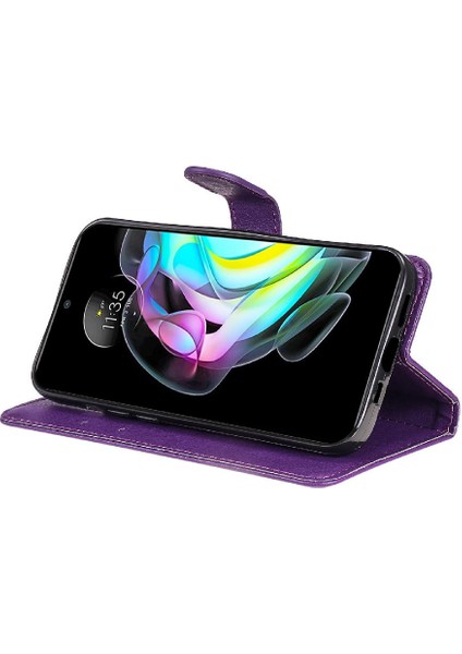 Mays Boutique Motorola Kenar 20 Klasik Düz Renk Için Flip Case Kart Yuvası ile Yüksek (Yurt Dışından)