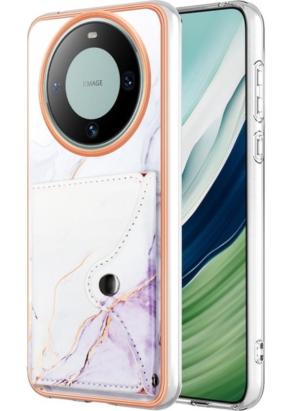 Huawei Mate 60 Kart Yuvaları Için Kılıf Ince Cüzdan Mermer Yumuşak Tpu Tampon (Yurt Dışından)