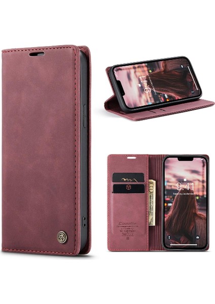 Iphone 14 Için Flip Case Artı Durumda Kart Yuvası Kickstand Manyetik Kapatma Pu (Yurt Dışından)
