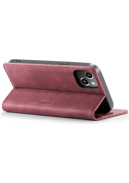 Iphone 14 Için Flip Case Artı Durumda Kart Yuvası Kickstand Manyetik Kapatma Pu (Yurt Dışından)