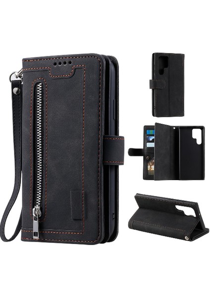 Samsung Galaxy S24 Artı Cüzdan Kickstand Pu Deri Kordon Için Flip Case (Yurt Dışından)