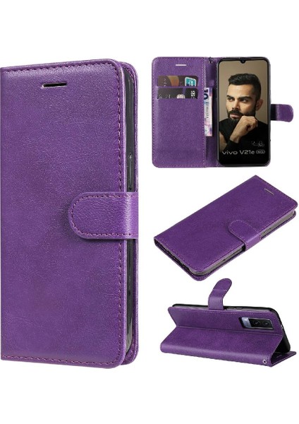 Vivo V21E 5g Klasik Düz Renk Iş Cüzdan Telefon Kılıfı Için Flip Case (Yurt Dışından)