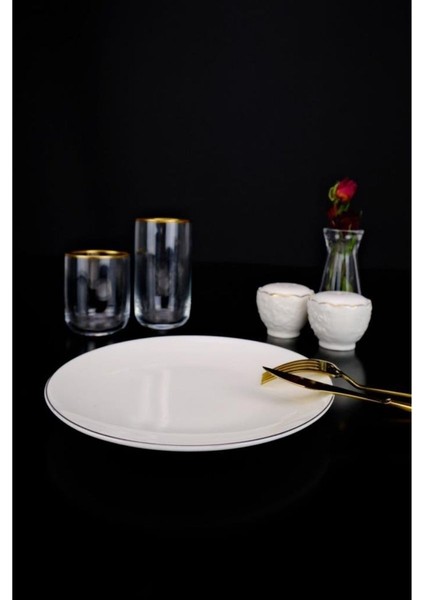 Lombardino Minimalist Modern Silver Tekli Porselen Pasta Tabağı 20 cm