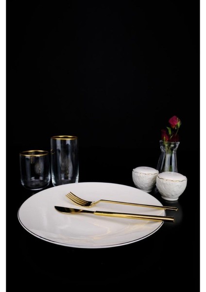 Lombardino Minimalist Modern Silver Tekli Porselen Servis Tabağı 25 cm