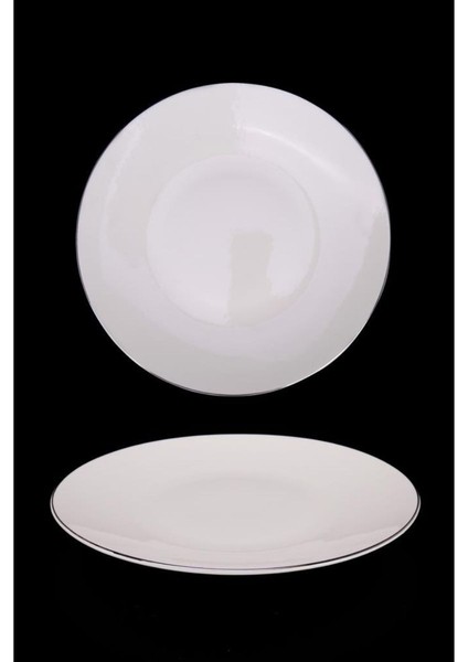 Lombardino Minimalist Modern Silver Tekli Porselen Servis Tabağı 25 cm