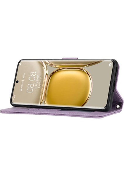 Huawei P50 Pro Kickstand Pu Deri Darbeye Koruyucu Için Flip Case (Yurt Dışından) fırsatları