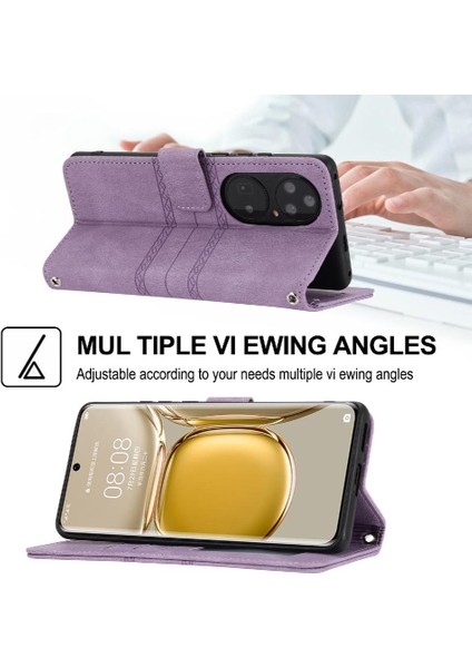 Huawei P50 Pro Kickstand Pu Deri Darbeye Koruyucu Için Flip Case (Yurt Dışından) indirimleri