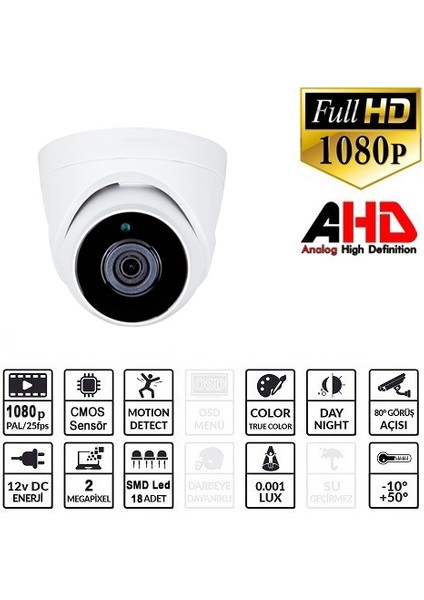 EZ-5120HD 2mp 2.8mm Lens Ahd Dome Kamera