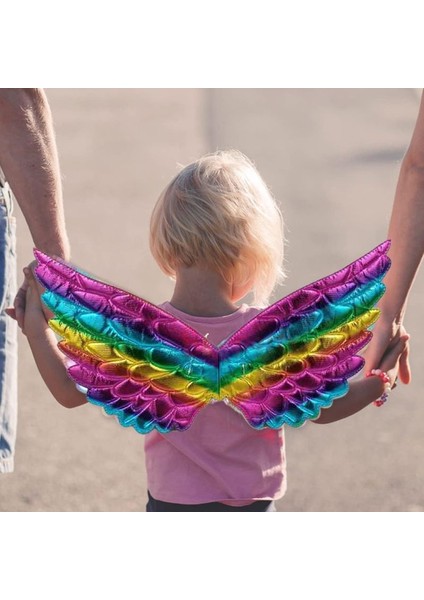 Sünger Üzeri Parlak Multi Renk Saten Kaplama Çocuk Melek Kanadı 46X20 cm