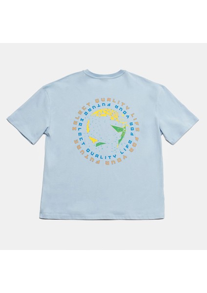 Oversized Select Baskılı Erkek Açık Mavi T-Shirt