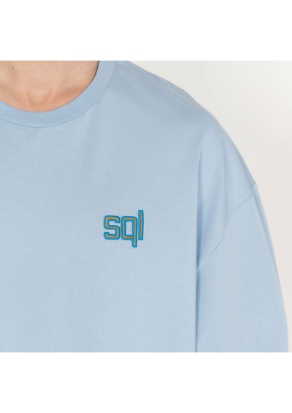 Oversized Select Baskılı Erkek Açık Mavi T-Shirt
