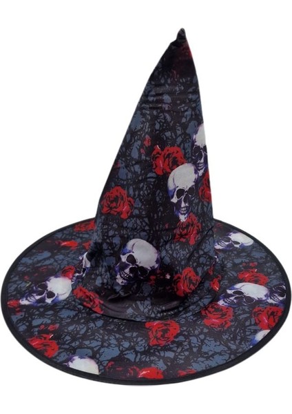 Halloween Siyah Dralon Kumaş Gothic Tarz Cadı Şapkası Yetişkin 1 Adet