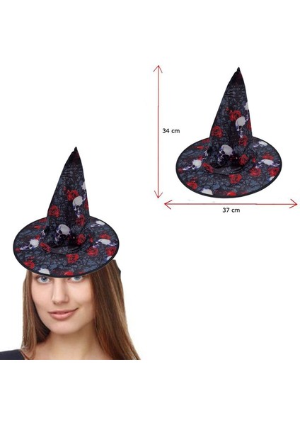 Halloween Siyah Dralon Kumaş Gothic Tarz Cadı Şapkası Yetişkin 1 Adet fiyatları