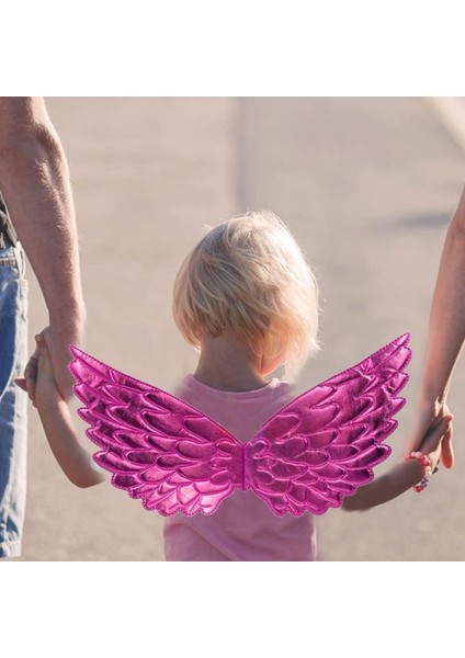 Sünger Üzeri Parlak Fuşya Renk Saten Kaplama Çocuk Melek Kanadı 46X20 cm
