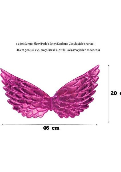 Sünger Üzeri Parlak Fuşya Renk Saten Kaplama Çocuk Melek Kanadı 46X20 cm fiyatları