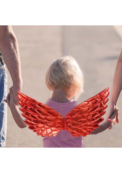 Sünger Üzeri Parlak Kırmızı Renk Saten Kaplama Çocuk Melek Kanadı 46X20 cm