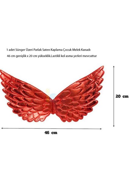 Sünger Üzeri Parlak Kırmızı Renk Saten Kaplama Çocuk Melek Kanadı 46X20 cm fiyatları