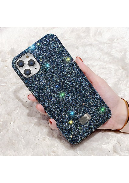 iPhone 11 Pro Kılıf Pc+Tpu Sıcak Pres Kalıplama Glitter Anti-Damla Telefon Kapağı-Mavi (Yurt Dışından)