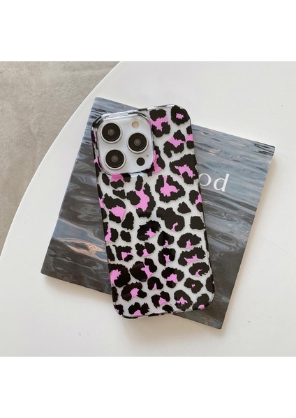 iPhone 14 Pro Kılıf Sert Pc Su Transfer Baskı Telefon Koruyucu Kapak Leopar Desenli Tasarım-Siyah+Pembe (Yurt Dışından) fiyatları