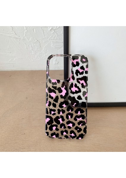 iPhone 14 Pro Kılıf Sert Pc Su Transfer Baskı Telefon Koruyucu Kapak Leopar Desenli Tasarım-Siyah+Pembe (Yurt Dışından) modelleri