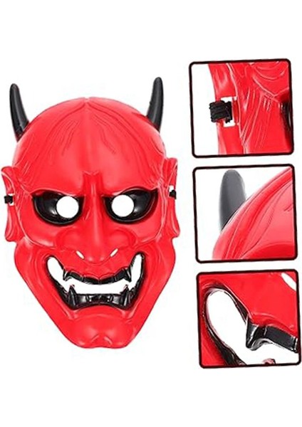 Halloween Japanese Evil Oni Noh Hannya Maskesi Kırmızı Renk