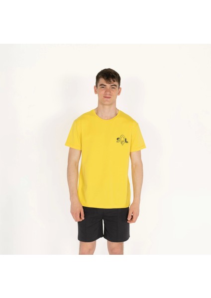 Slimfit Sql Baskılı Sarı Erkek T-Shirt