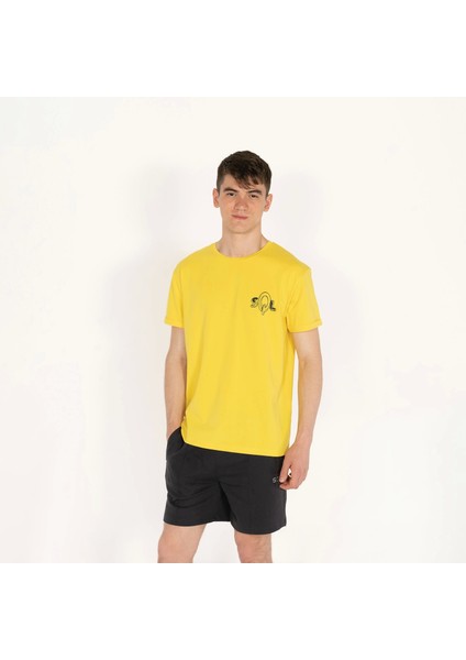 Slimfit Sql Baskılı Sarı Erkek T-Shirt