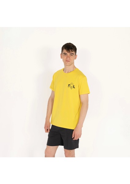 Slimfit Sql Baskılı Sarı Erkek T-Shirt