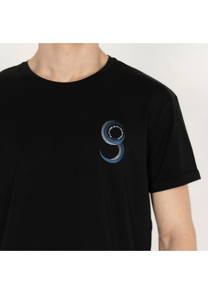 Slimfit Future Baskılı Siyah Erkek T-Shirt